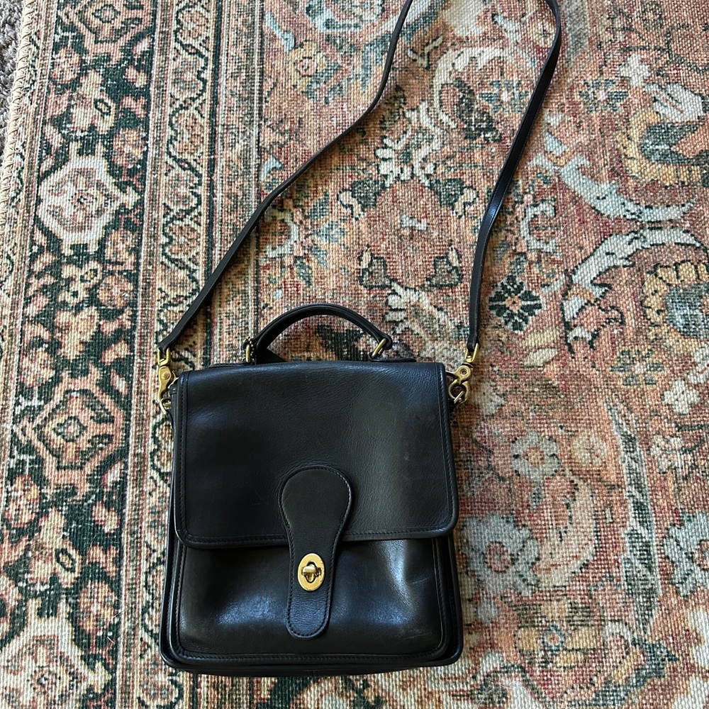 Coach Black Leather Station Bag